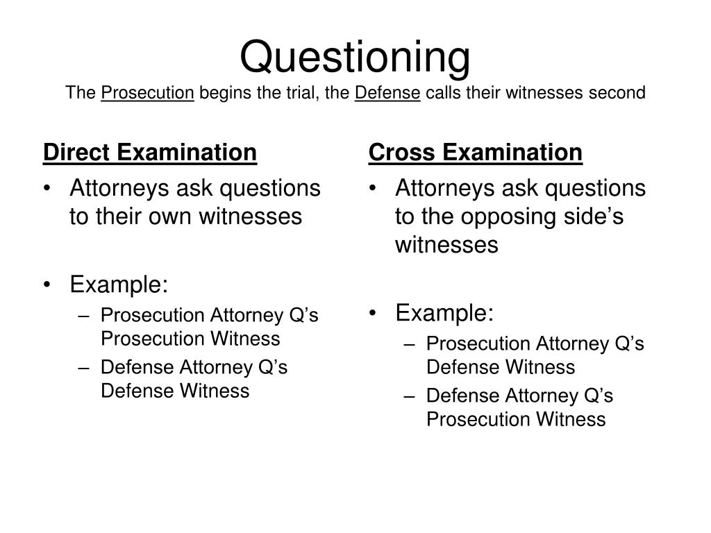 Cross Examination Questions Examples