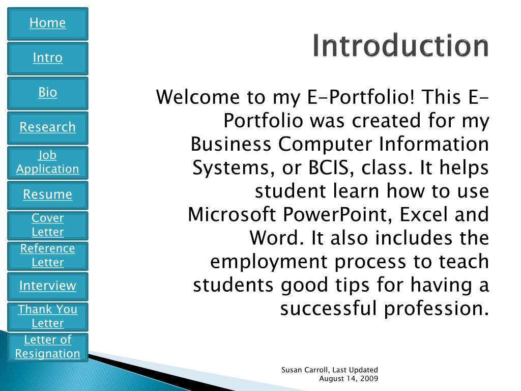 Ppt my e portfolio powerpoint presentation free download id 5967676