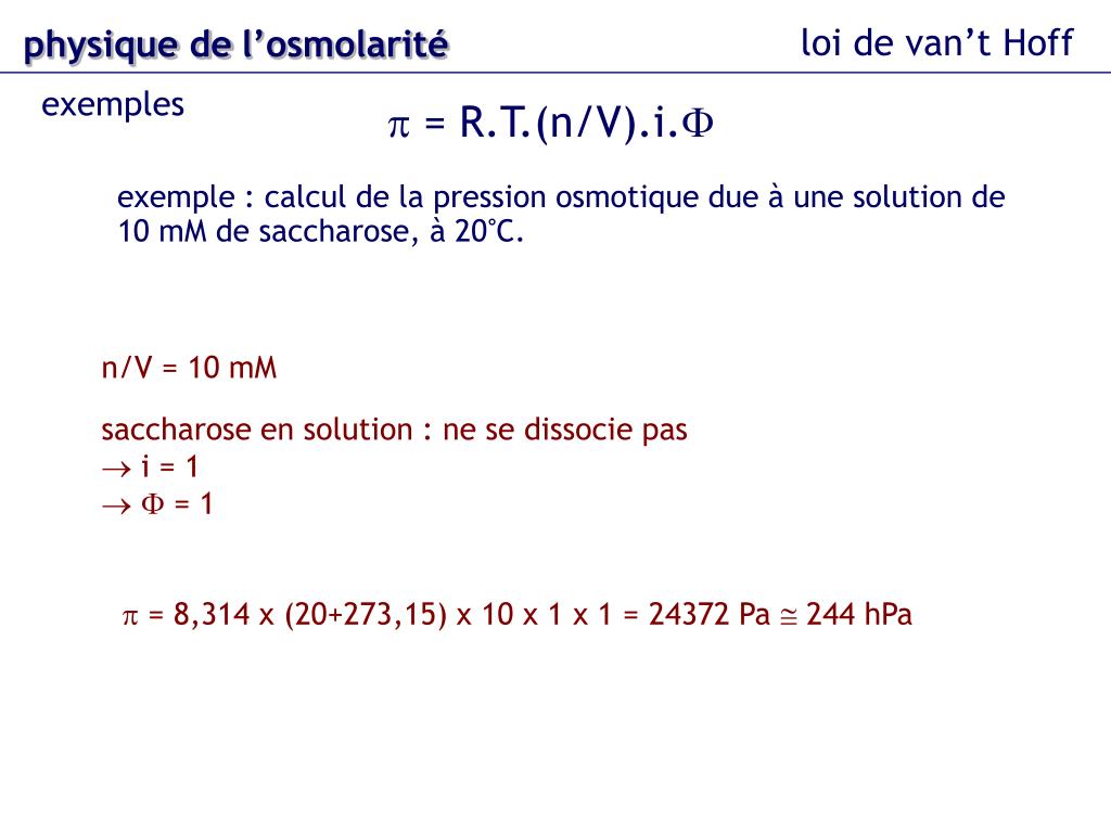 Loi De Van T Hoff Osmose PPT - l’osmolarité PowerPoint Presentation, free download - ID:5968004