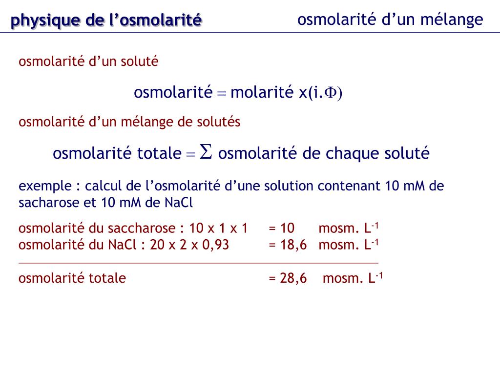 PPT - l'osmolarité PowerPoint Presentation, free download - ID:5968004