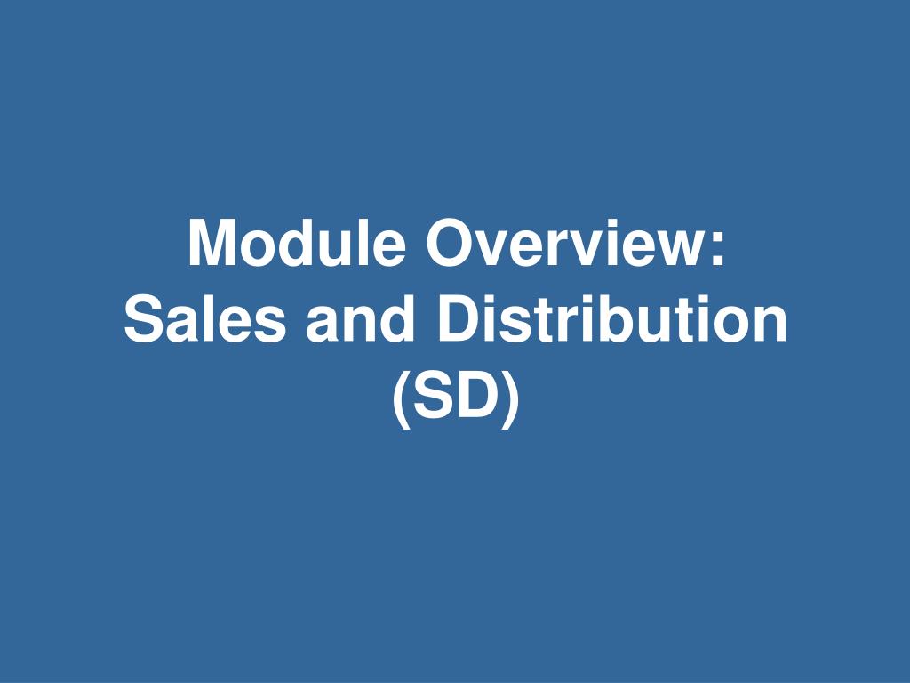 sales and distribution sd overview