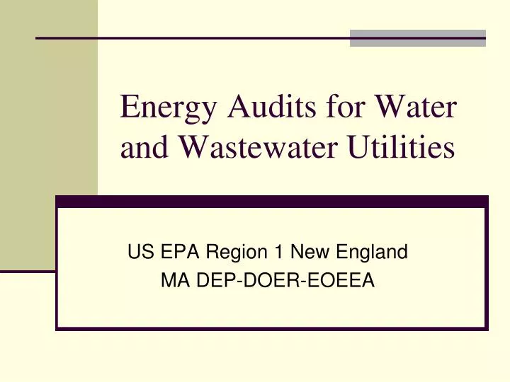 energy audits for water and wastewater utilities n.
