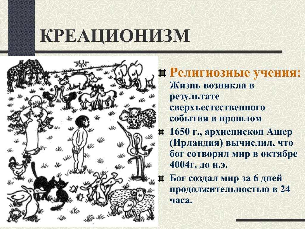 Креационизм что это. Креационизм. Теория креационизма. Креационистские концепции эволюционного учения. Гипотеза креационизма биология.