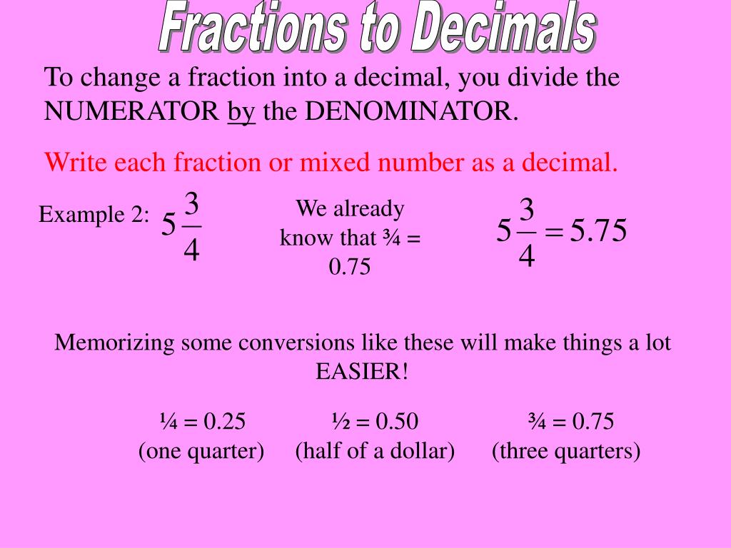 How To Make A Decimal Into A Fraction Or Mixed Number