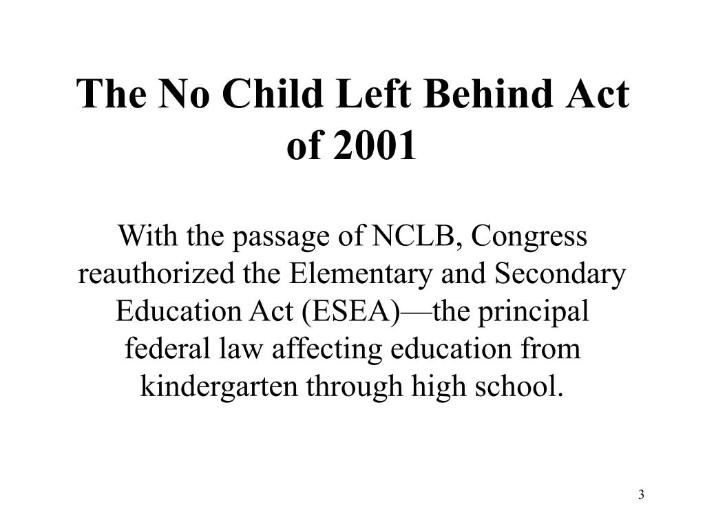 essay on no child left behind act