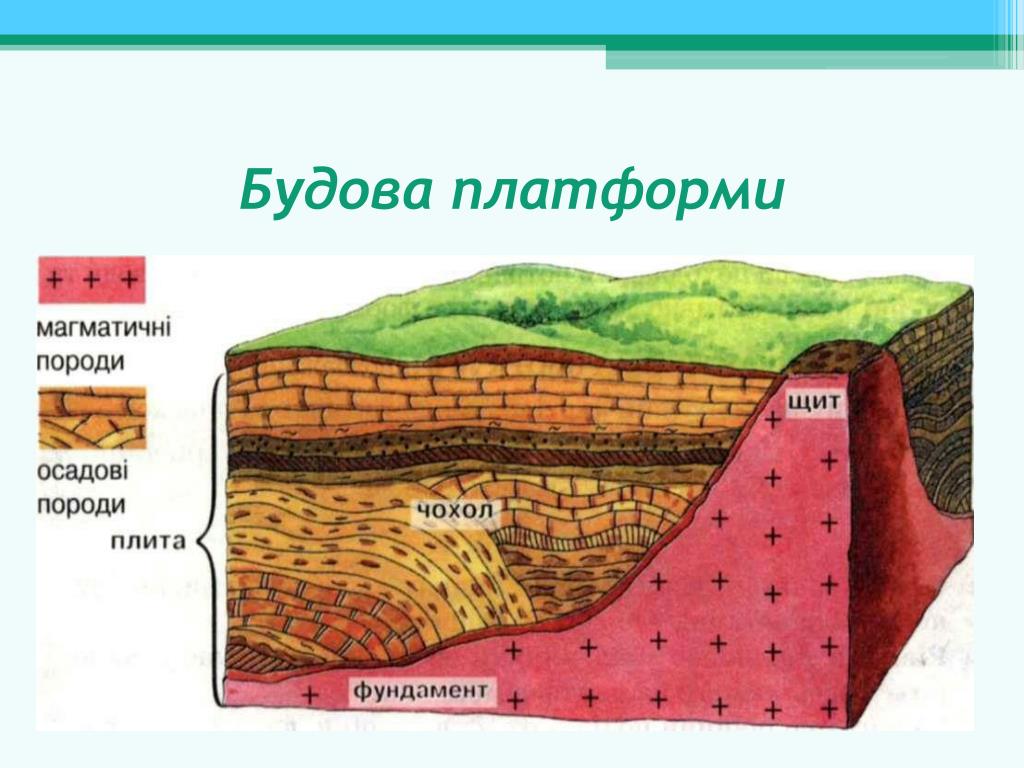 На приведенном ниже рисунке строение платформы плита обозначена цифрой