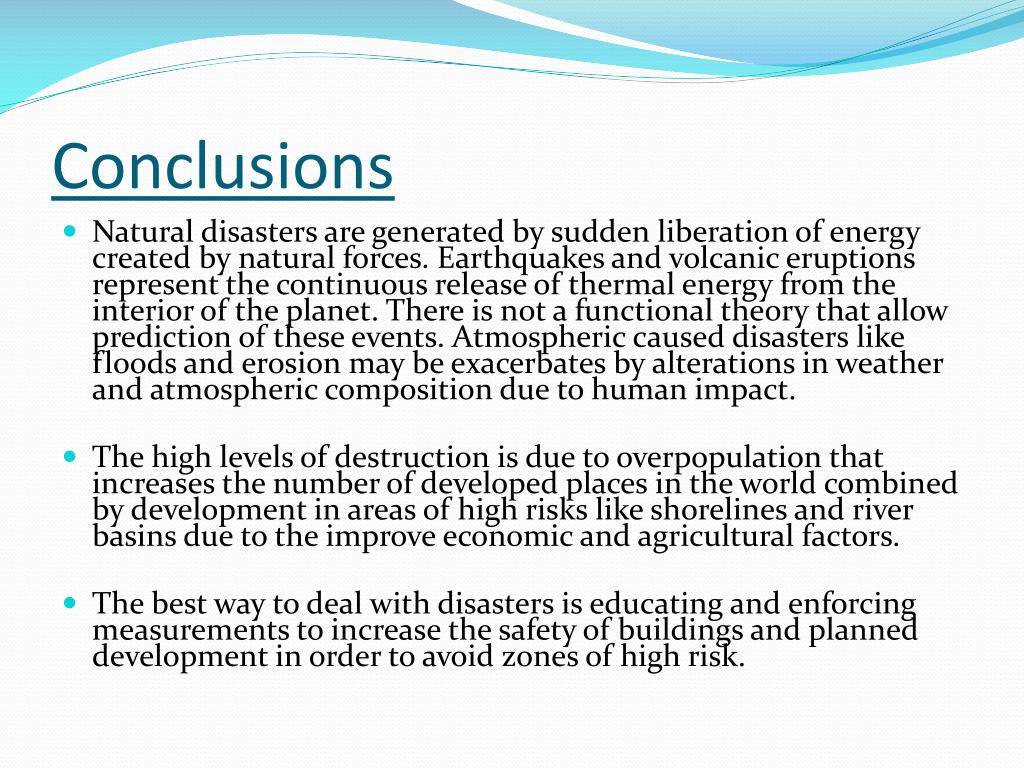 natural disasters project conclusion