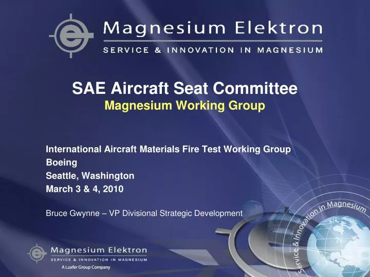sae aircraft seat committee magnesium working group n.
