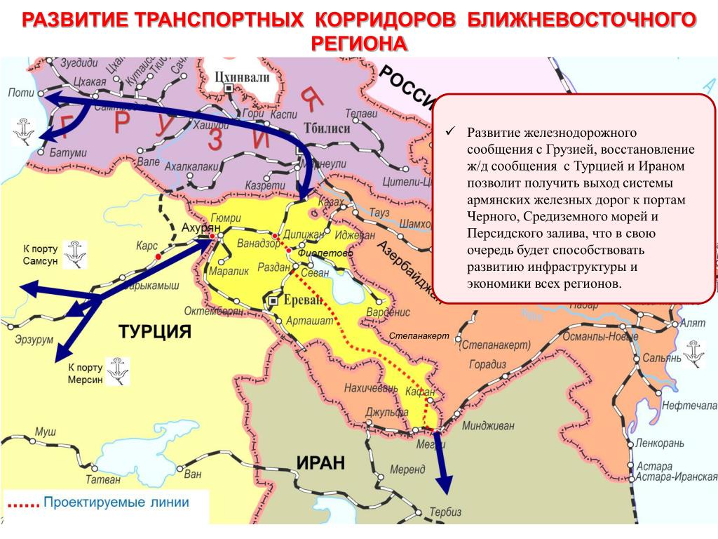 Карта кавказа железнодорожная