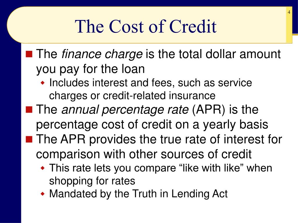 the cost of credit multimedia presentation