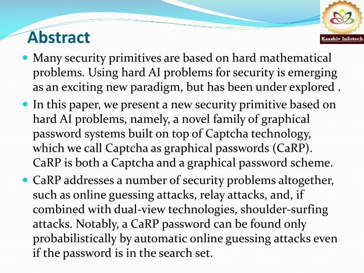 CAPTCHA Seminar PPT with pdf report