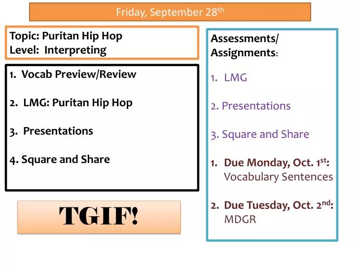PPT - Friday, September 28 th PowerPoint Presentation, free download ...