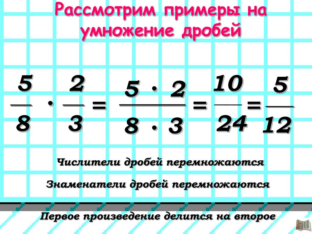 Найдите произведение 4 2 умножить на 2. Умножение дробей с одинаковыми знаменателями.