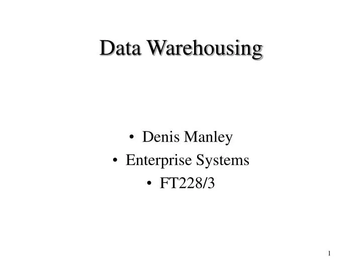 data warehousing n.