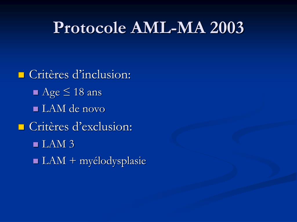 PPT - Les Leucémies Aigues Myeloblastiques de l’enfant Evaluation du ...