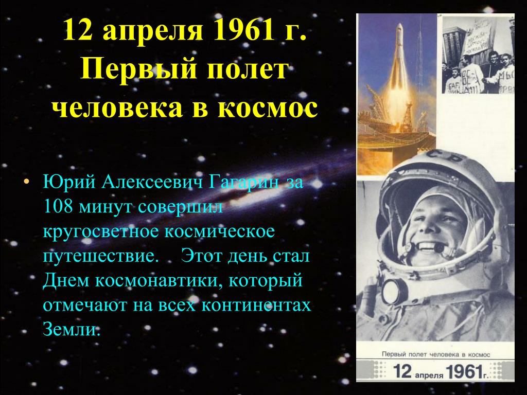 Значение первого полета в космос. 1961 Г. - первый полет человека в космос. 12 Апреля 1961 первый полёт человека в космос. 20 Век «век космонавтики».