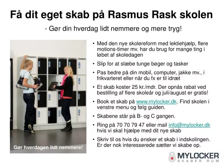 PPT - Få dit eget skab på Rasmus Rask skolen PowerPoint Presentation ...
