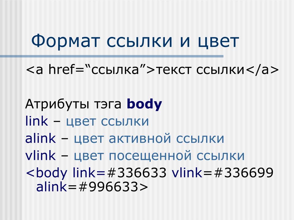 Html link color. Презентация на тему html. Атрибуты html. Формат ссылки. Цвет ссылки html.