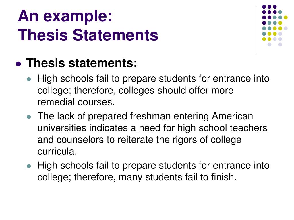 thesis statements about high school