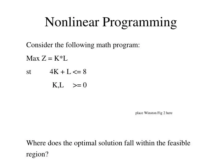 Ppt nonlinear programming powerpoint presentation free download id