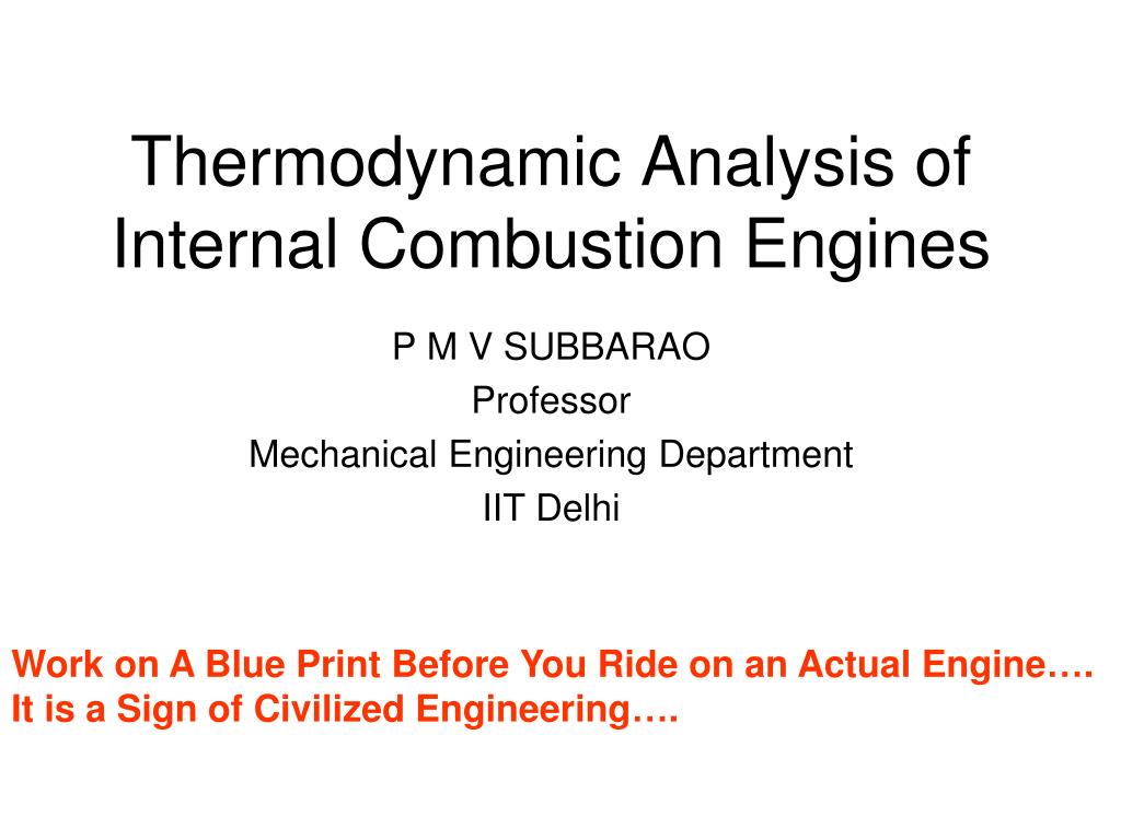 PPT Thermodynamic Analysis of Internal Combustion Engines PowerPoint