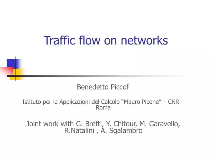 traffic flow on networks n.