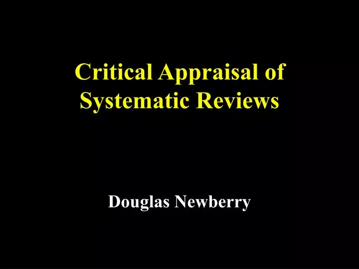 critical appraisal of systematic review essay