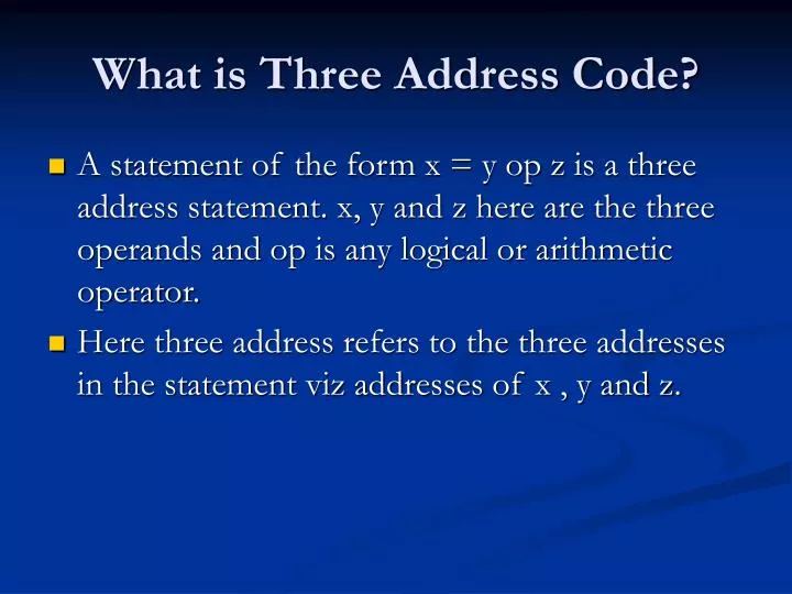Ppt what is three address code powerpoint presentation id 6013608