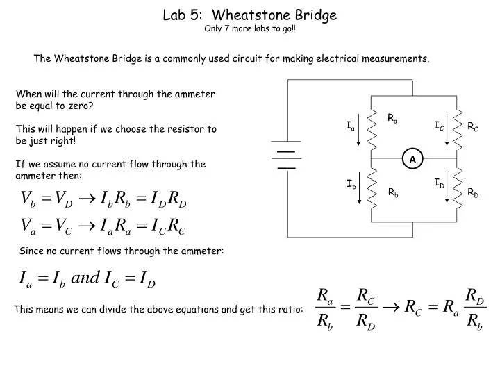 PPT - Lab 5: Wheatstone Bridge Only 7 more labs to go!! PowerPoint ...