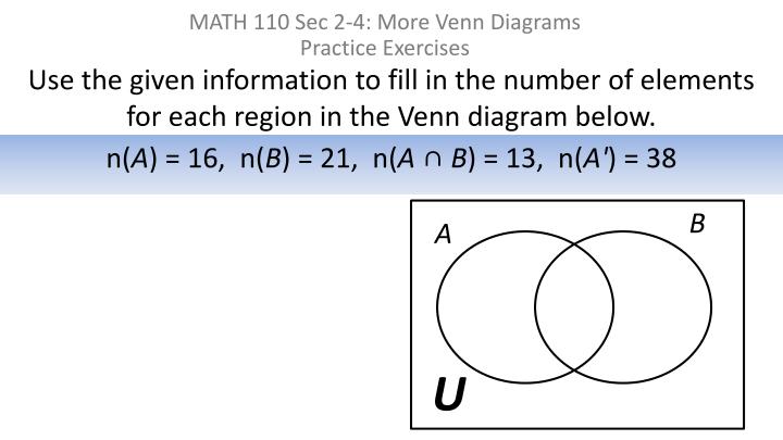 ppt shade the venn diagram to represent the set a u a b venn diagram exercises