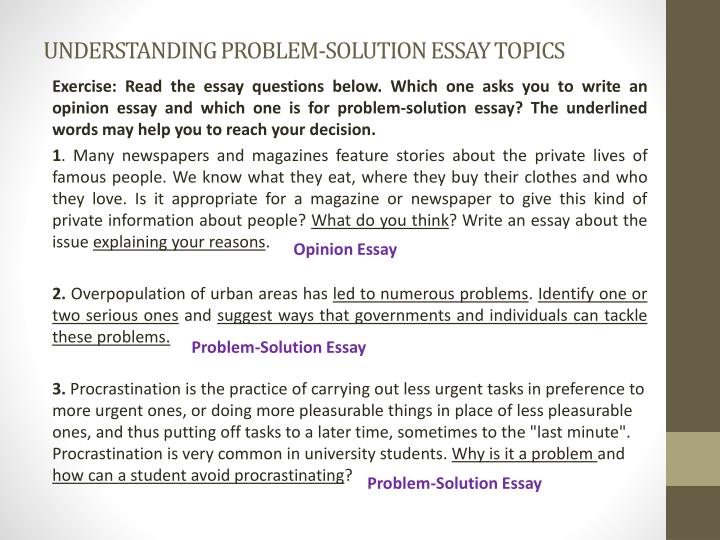 Ideas for problem solution essays