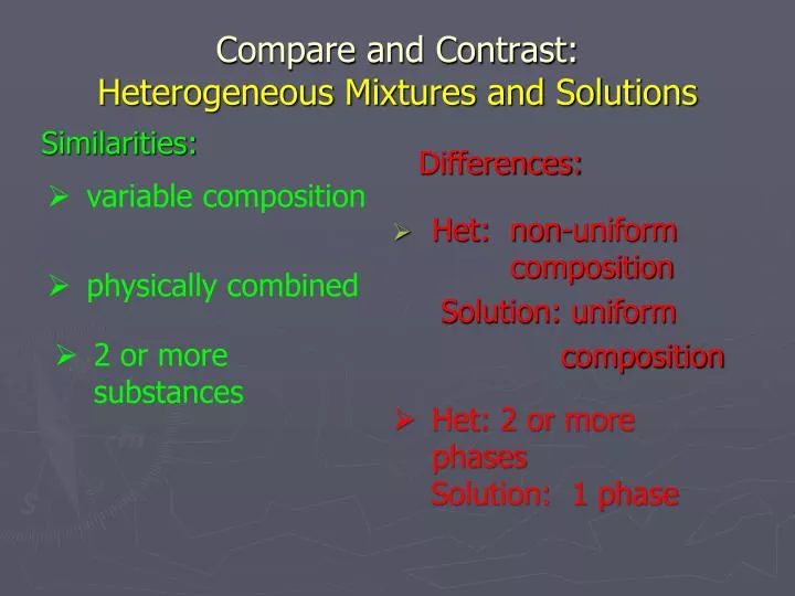 PPT - Compare and Contrast: Heterogeneous Mixtures and ...