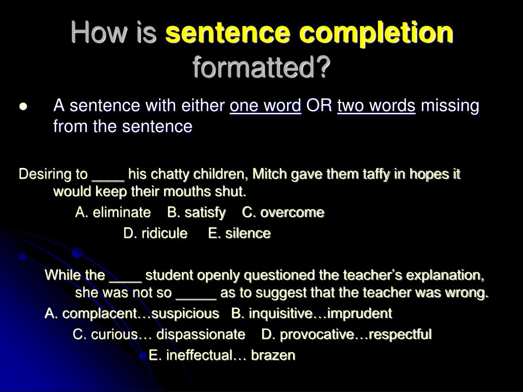 PPT Sentence Completion PowerPoint Presentation Free Download ID 6020531