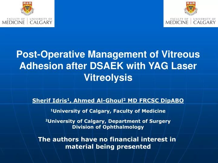 PPT - Post-Operative Management of Vitreous Adhesion after DSAEK with ...