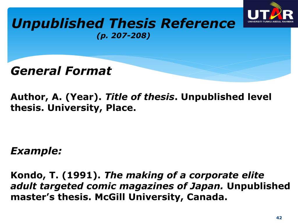 how to reference unpublished thesis