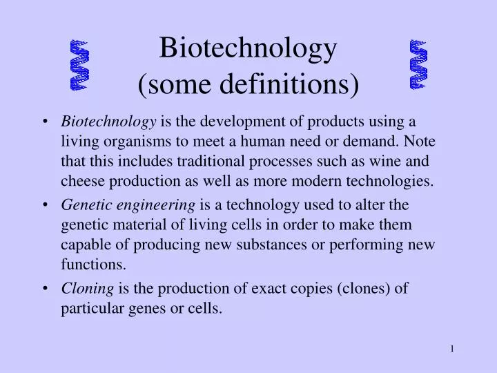 PPT Biotechnology (some definitions) PowerPoint Presentation, free