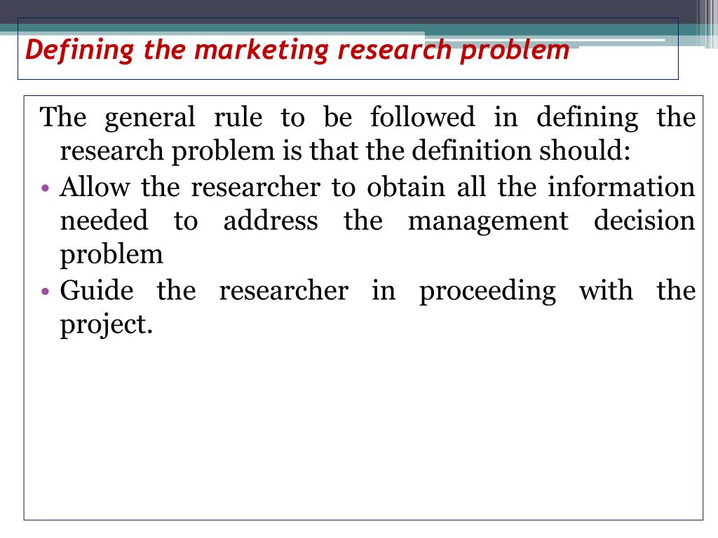 definition of market research problem