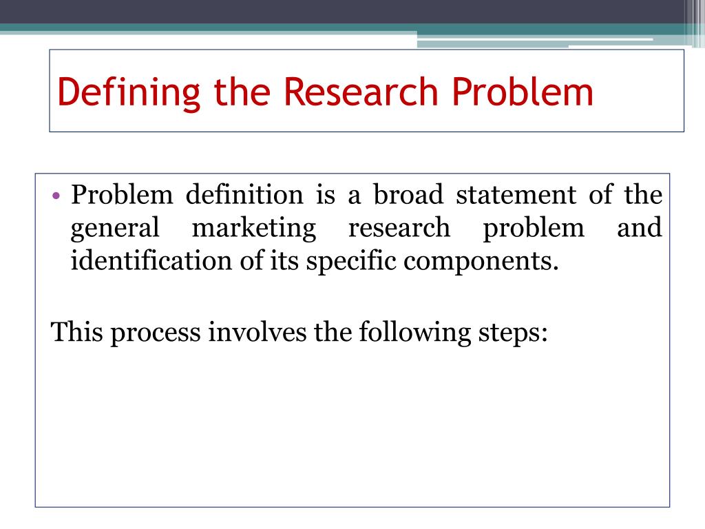 define the problem in marketing research