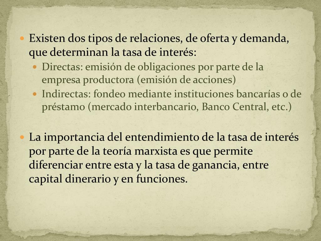 PPT - Tasa de interés, ganancia financiera y el papel del crédito en la ...