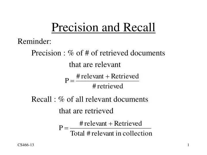 PPT Precision and Recall PowerPoint Presentation, free download ID