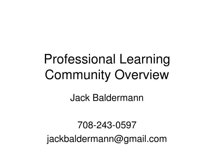 professional learning community overview n.
