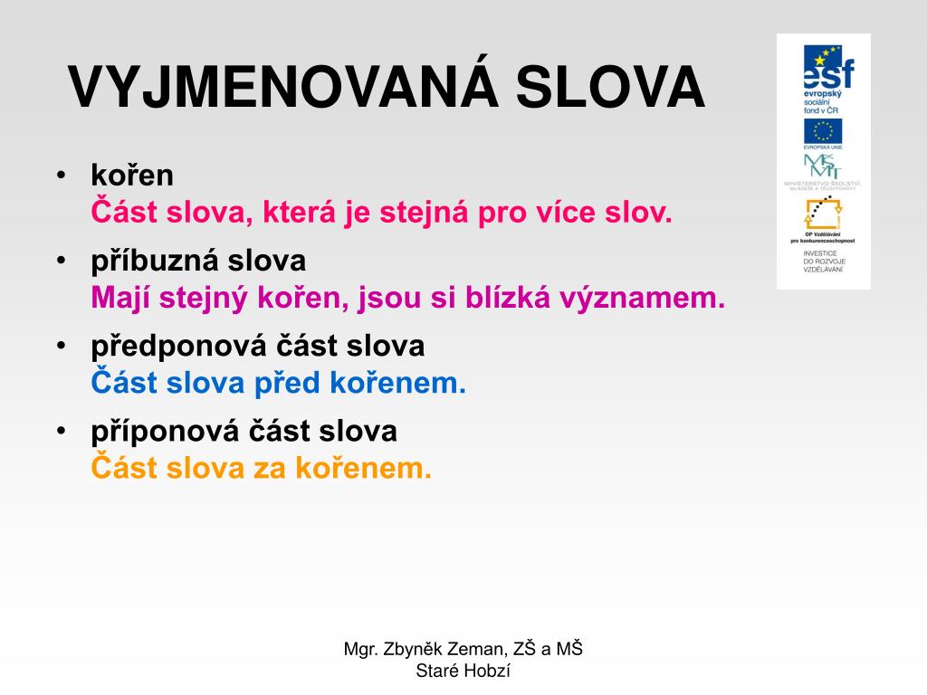 PPT - VYJMENOVANÁ SLOVA PowerPoint Presentation, free download - ID:6032181