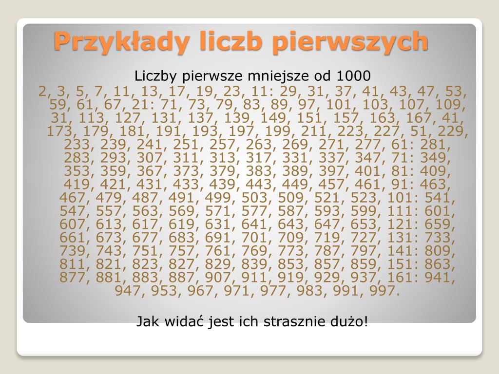 Wśród Wielokrotności Liczby 5 Nie Ma Liczb Pierwszych PPT - Liczby Pierwsze PowerPoint Presentation, free download - ID:6032584