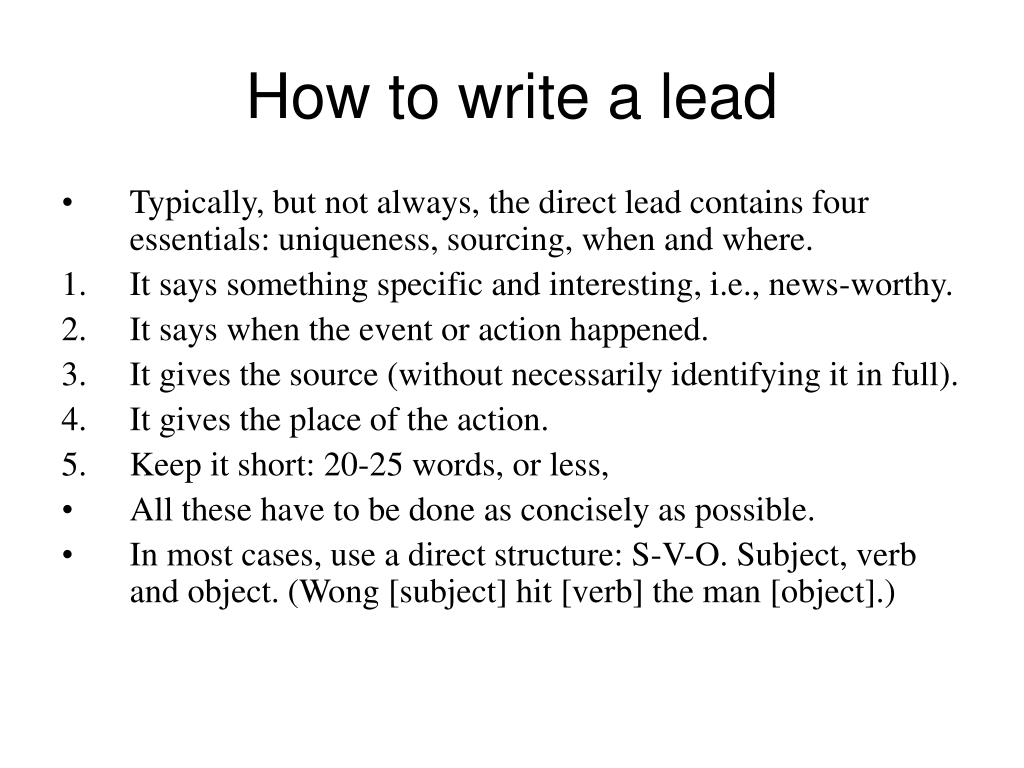 how to write a lead news story