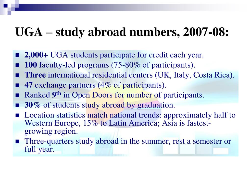 PPT Growth in Study Abroad Capacity at the University of PowerPoint Presentation ID