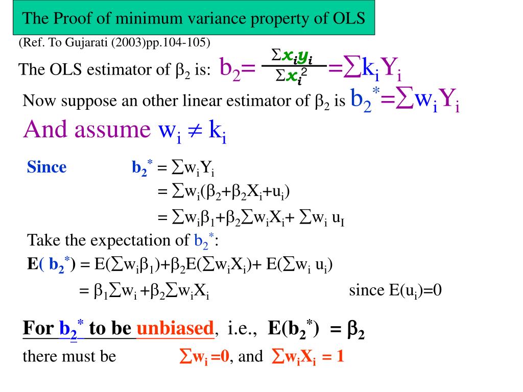 PPT - The Proof of unbiased estimator of 2 (Ref. To Gujarati (2003)pp ...