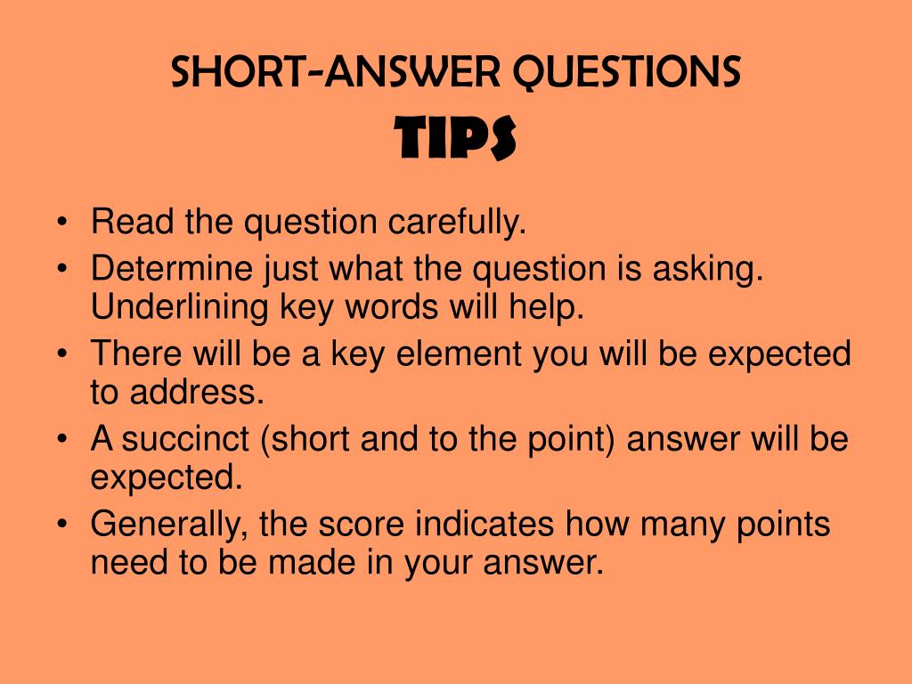 short answer questions meaning