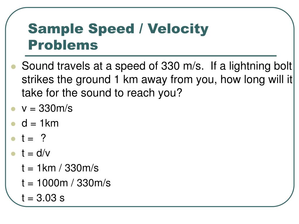 problem solving on speed and velocity