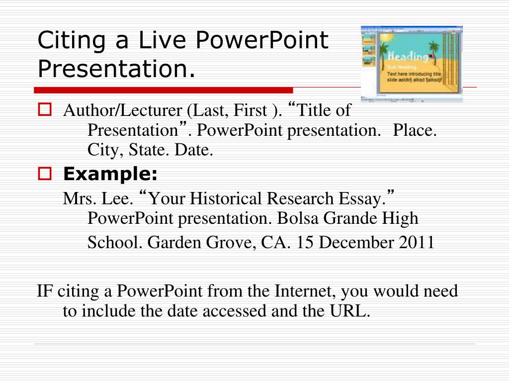 mla citation in a presentation