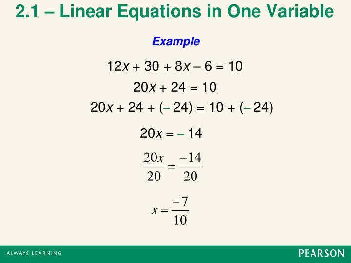 linear equations in one variable definition